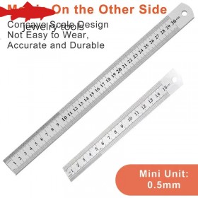 Double-Sided Stainless Steel Metric Ruler with Inch Scale, Durable Measuring Tool for Office and DIY Projects