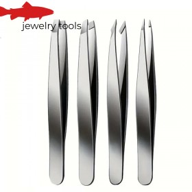 4-Piece Precision Tweezers Set for Eyebrow Shaping and Hair Removal
