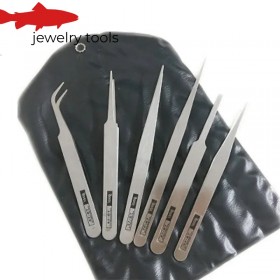 6-Piece Tweezers Set for Crafting with Angled and Straight Tips