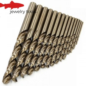  Conjunto de 15 brocas helicoidais de cobalto M35 com revestimento amarelo para perfuração de precisão.