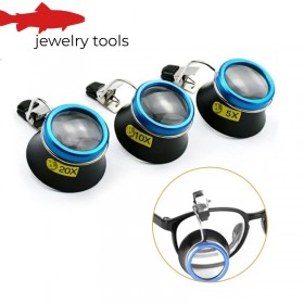  Lente d'ingrandimento regolabile a clip per occhiali, ingrandimento 5x, 10x e 20x.