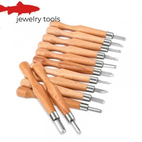 Juego de 12 cuchillos de tallado de acero al carbono y cinceles para trabajar la madera.