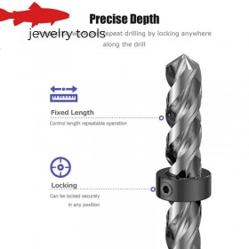  Juego de collarín de tope de profundidad ajustable para brocas con llave Allen y anillos de posicionamiento