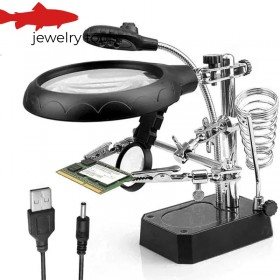  3v1 LED lupa s pomocným klipem a stojanem na páječku pro svařování a opravy