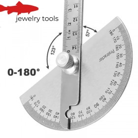  Halvcirkelformet 180° vinkelmåler, 14 cm tømrerlinje