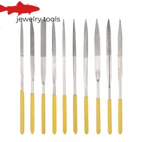  Ensemble de 10 limes diamantées à aiguilles avec manches fins